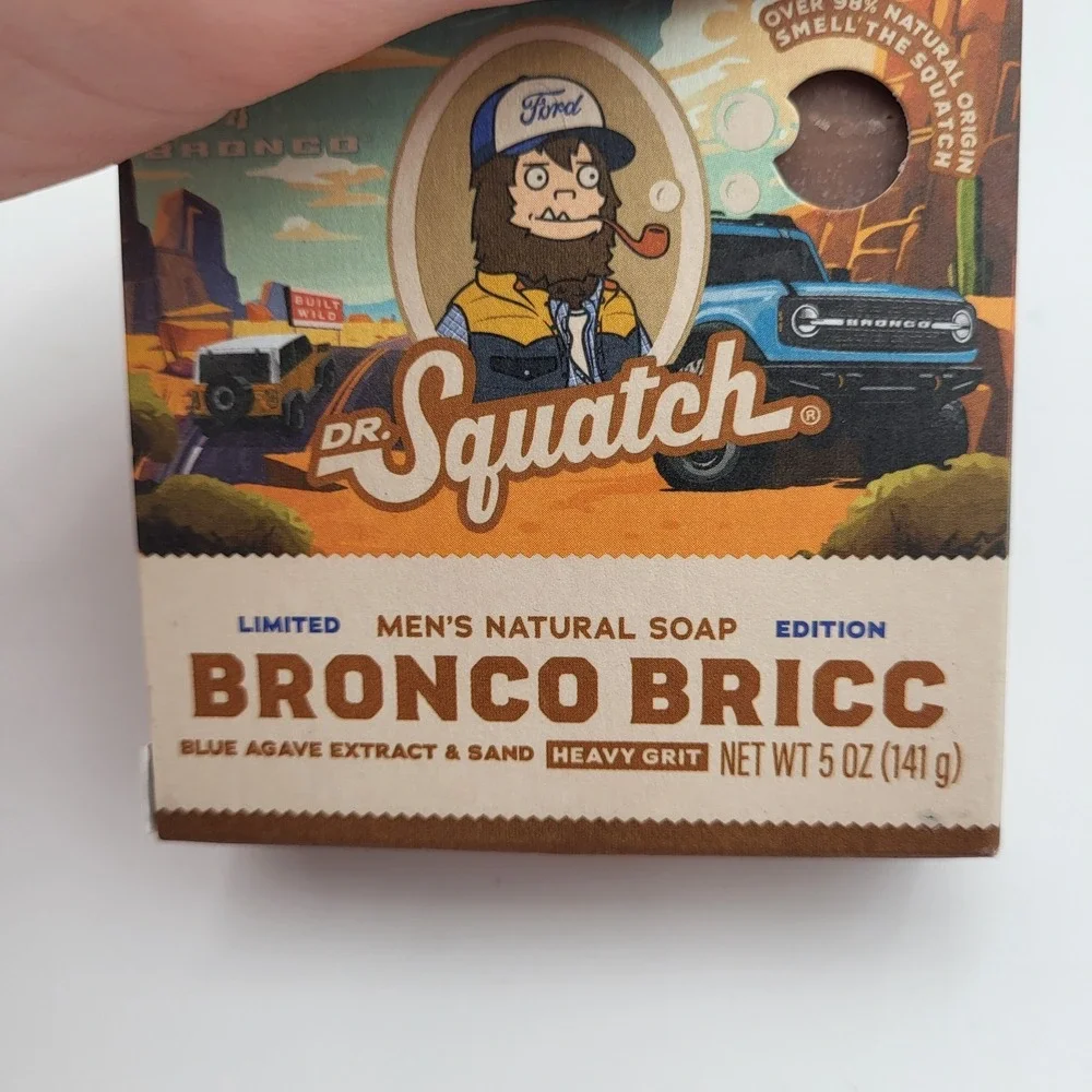 (4) Dr. Squatch Bronco Bricc Men's Natural Bar Soap Heavy Grit 5oz Blue Agave